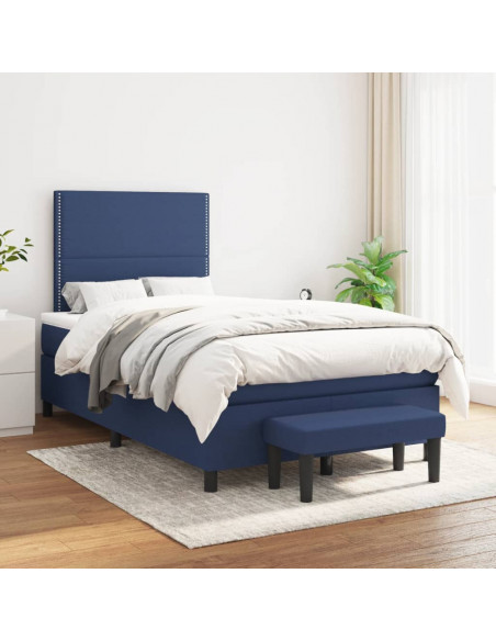 Giroletto a Molle con Materasso Blu 120x190 cm in Tessuto