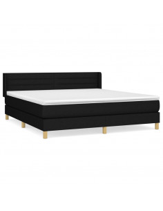 Giroletto a Molle con Materasso Nero 160x200 cm in Tessuto