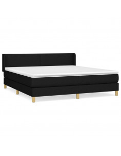 Giroletto a Molle con Materasso Nero 160x200 cm in Tessuto