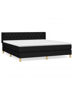 Giroletto a Molle con Materasso Nero 160x200 cm in Tessuto