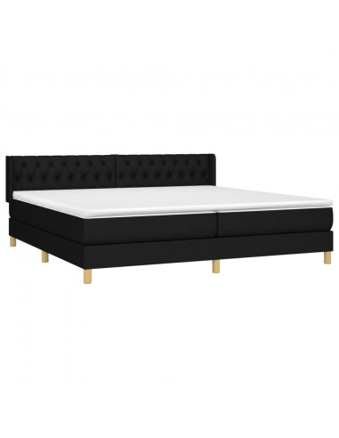 Giroletto a Molle con Materasso Nero 200x200 cm in Tessuto