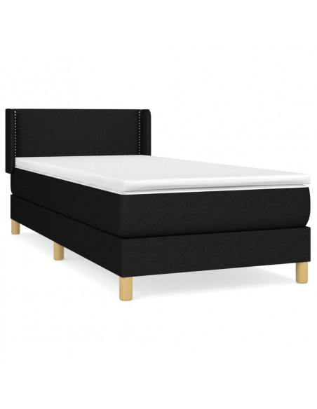 Giroletto a Molle con Materasso Nero 90x200 cm in Tessuto