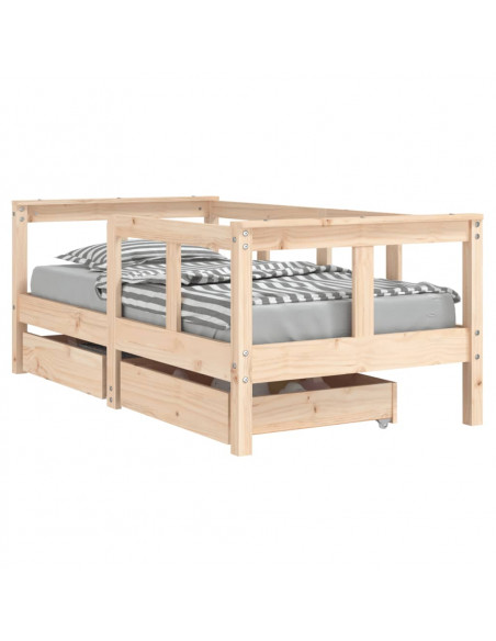 Giroletto Bambini con Cassetti 70x140 cm Legno Massello di Pino
