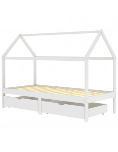 Giroletto Bambini con Cassetti Bianco Pino Massello 90x200 cm