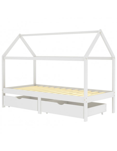 Giroletto Bambini con Cassetti Bianco Pino Massello 90x200 cm