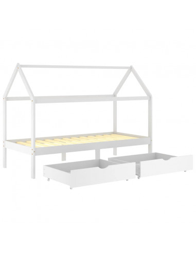 Giroletto Bambini con Cassetti Bianco Pino Massello 90x200 cm