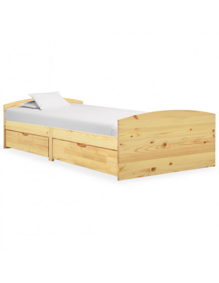 Giroletto con 2 Cassetti in Legno Massello di Pino 90x200 cm
