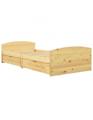 Giroletto con 2 Cassetti in Legno Massello di Pino 90x200 cm