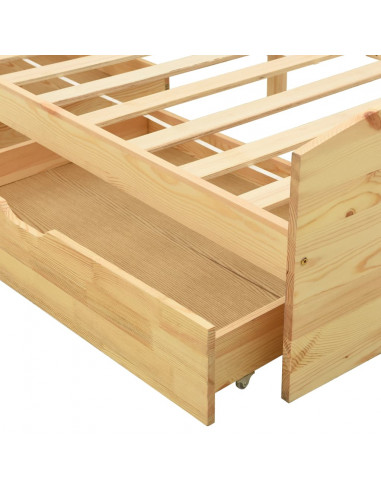 Giroletto con 2 Cassetti in Legno Massello di Pino 90x200 cm