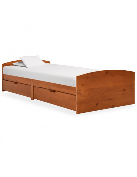 Giroletto con 2 Cassetti Marrone Miele Legno di Pino 90x200 cm