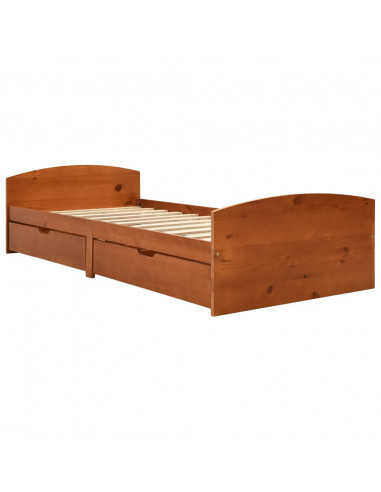 Giroletto con 2 Cassetti Marrone Miele Legno di Pino 90x200 cm