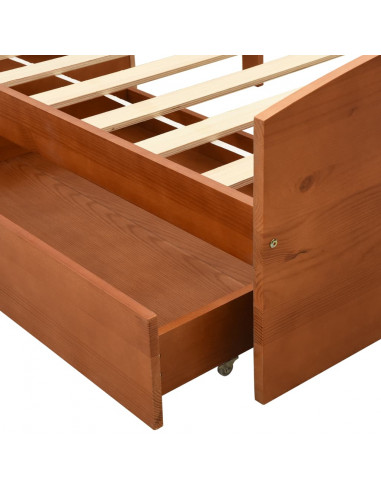 Giroletto con 2 Cassetti Marrone Miele Legno di Pino 90x200 cm