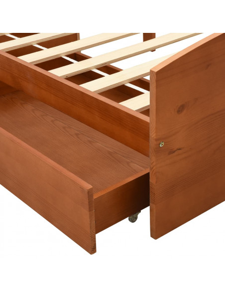 Giroletto con 2 Cassetti Marrone Miele Legno di Pino 90x200 cm