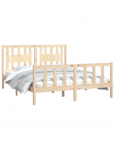 Giroletto con Testiera in Legno Massello di Pino 160x200 cm 2