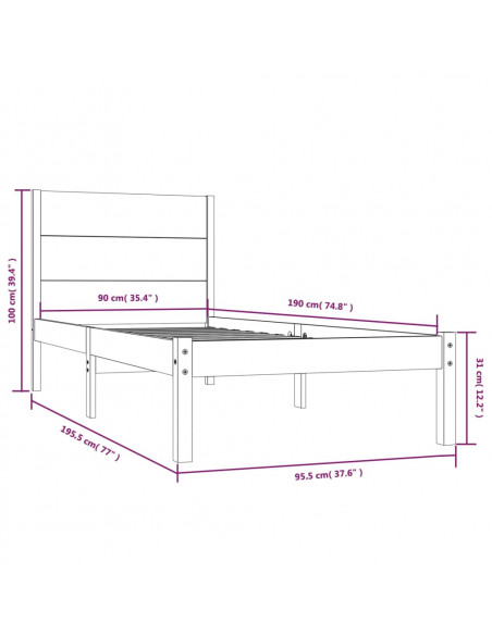 Giroletto in Legno Massello 90x190 cm Single