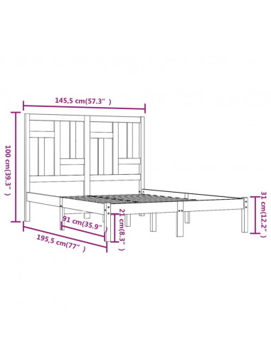 Giroletto in Legno Massello di Pino 140x190 cm