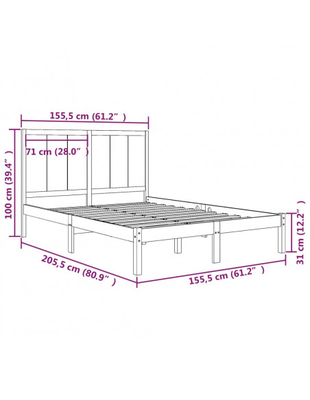 Giroletto senza Materasso 150x200 cm in Legno Massello di Pino