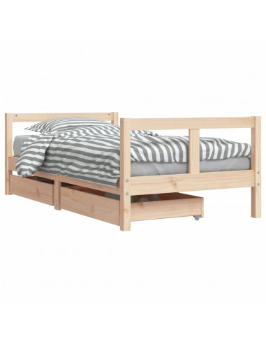 Giroletto per Bambini con Cassetti 80x160cm Legno Massello Pino