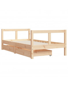 Giroletto per Bambini con Cassetti 80x160cm Legno Massello Pino 2
