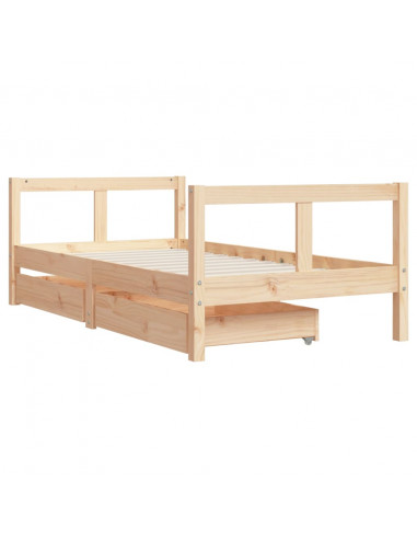 Giroletto per Bambini con Cassetti 80x160cm Legno Massello Pino