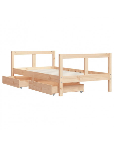 Giroletto per Bambini con Cassetti 80x160cm Legno Massello Pino