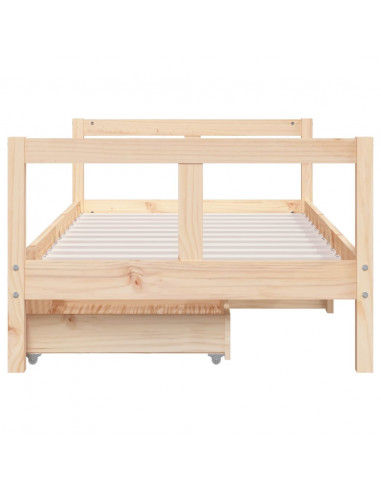 Giroletto per Bambini con Cassetti 80x160cm Legno Massello Pino