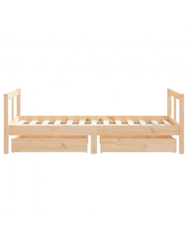 Giroletto per Bambini con Cassetti 80x160cm Legno Massello Pino