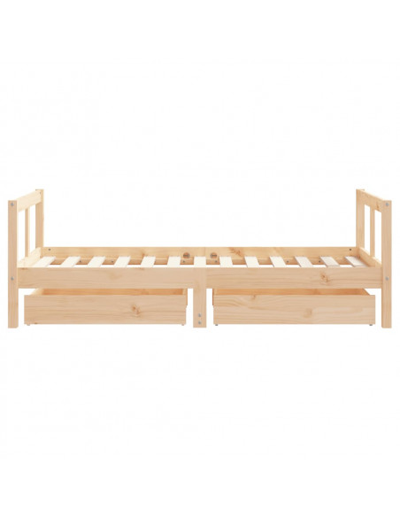 Giroletto per Bambini con Cassetti 80x160cm Legno Massello Pino