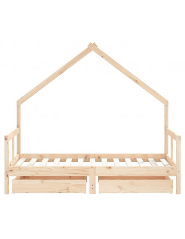 Giroletto per Bambini con Cassetti 80x160cm Legno Massello Pino