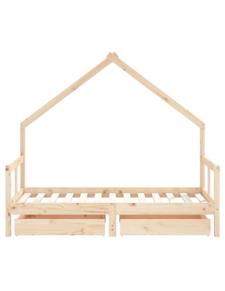 Giroletto per Bambini con Cassetti 80x160cm Legno Massello Pino