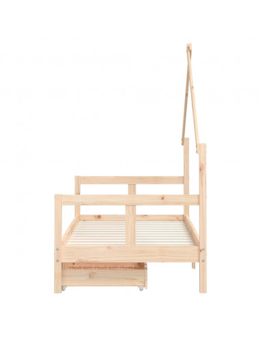 Giroletto per Bambini con Cassetti 80x160cm Legno Massello Pino