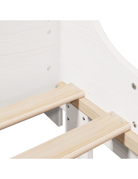 Giroletto senza Materasso Bianco 75x190 Legno Massello di Pino