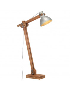 Lampada da Pavimento Argento in Legno Massello di Mango E27