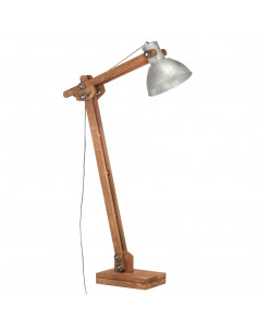 Lampada da Pavimento Argento in Legno Massello di Mango E27 2