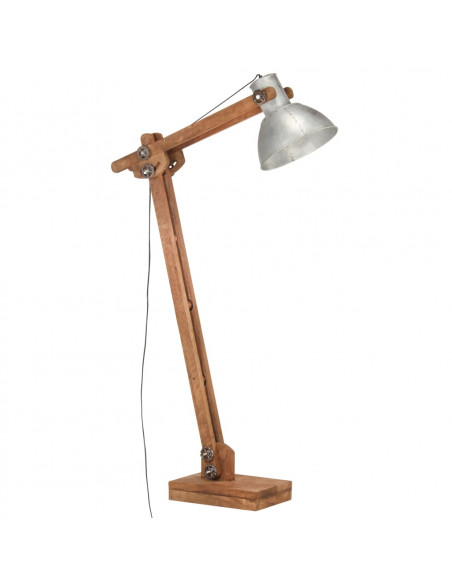 Lampada da Pavimento Argento in Legno Massello di Mango E27