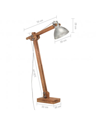 Lampada da Pavimento Argento in Legno Massello di Mango E27