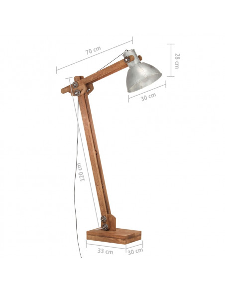 Lampada da Pavimento Argento in Legno Massello di Mango E27