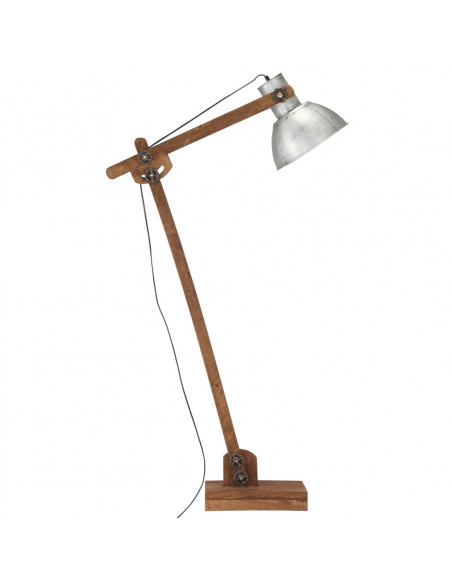 Lampada da Pavimento Argento in Legno Massello di Mango E27