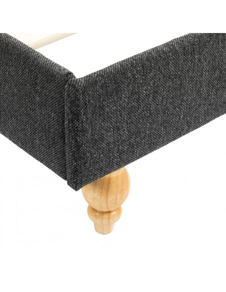 Letto con LED e Materasso Grigio Scuro Tela Ruvida 90x200 cm