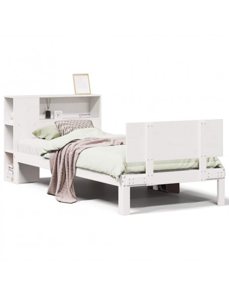 Letto con Libreria senza Materasso 75x190 cm in Legno Pino