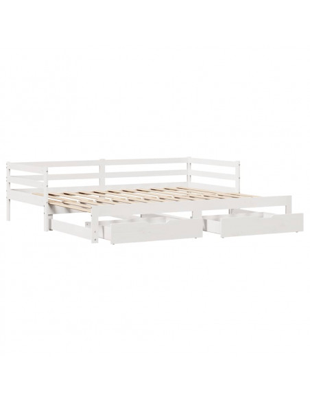 Letto Estraibile con Cassetti senza Materasso Bianco 80x200 cm