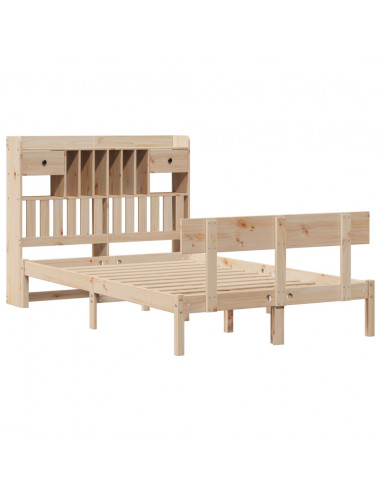 Letto Libreria senza Materasso 135x190 cm in Legno di Pino