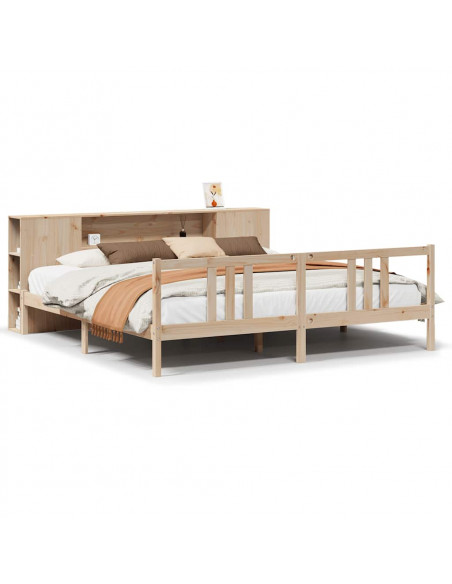 Letto Libreria senza Materasso 200x200 cm in Legno di Pino
