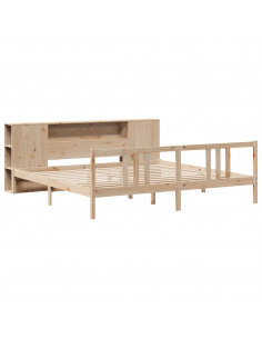 Letto Libreria senza Materasso 200x200 cm in Legno di Pino 2
