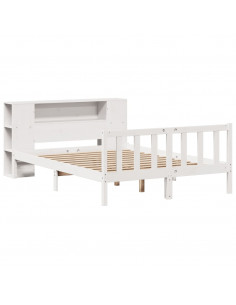 Letto Libreria senza Materasso Bianco 120x190 cm Legno di Pino 2