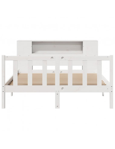 Letto Libreria senza Materasso Bianco 120x190 cm Legno di Pino
