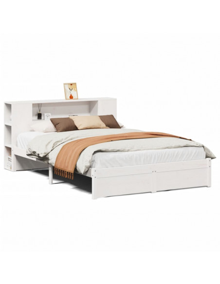 Letto Libreria senza Materasso Bianco 120x190 cm Legno di Pino