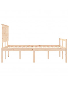 Letto per Anziani con Testiera 140x190 cm in Legno Massello