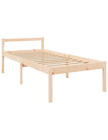 Letto per Anziani con Testiera 90x200 cm in Legno Massello