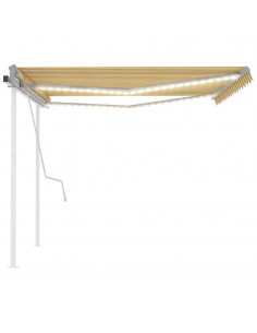Tenda da Sole Retrattile Manuale LED 4,5x3 m Gialla Bianca